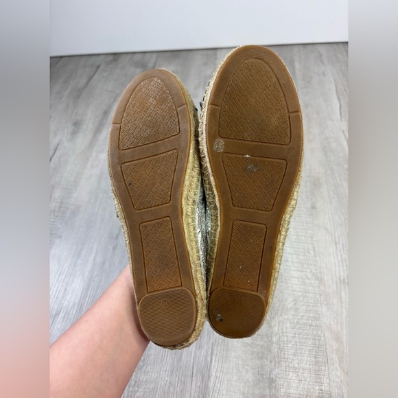 Tory Burch Silver Metallic Colorblock Espadrille Size 9.5 - Picture 7 of 12